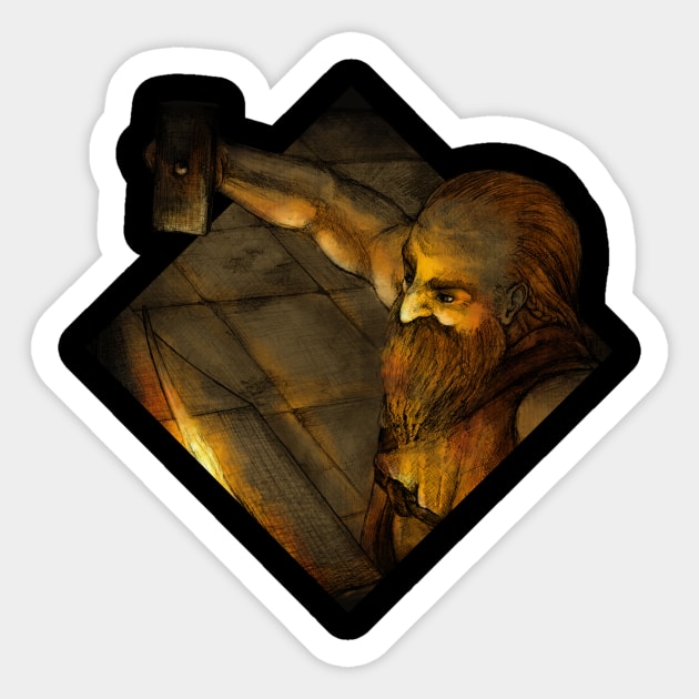 Dwarven Smith Sticker by AniaArtNL